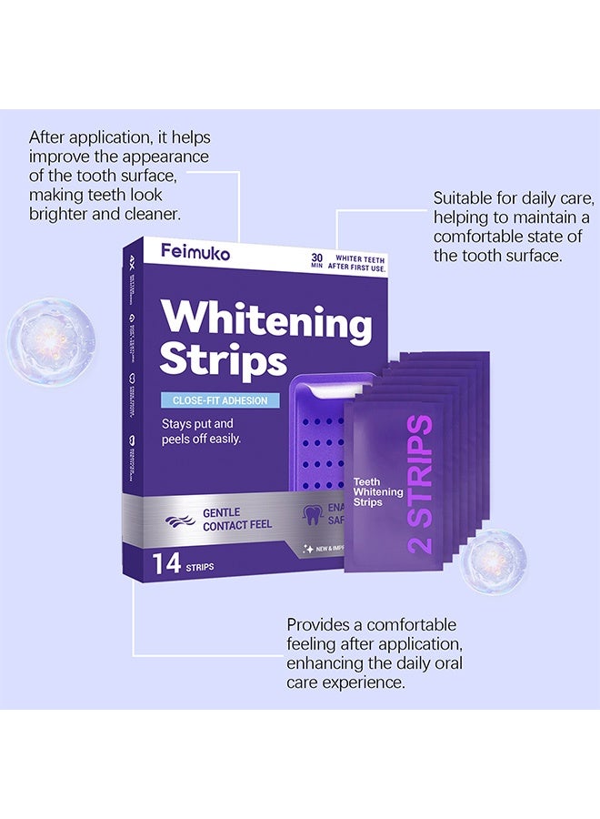 Feimuko Purple lustrous oral care strips - Portable for daily use at home, suitable for oral care, easy to use and effective for brightening teeth (14 STRIPS) - Image 4